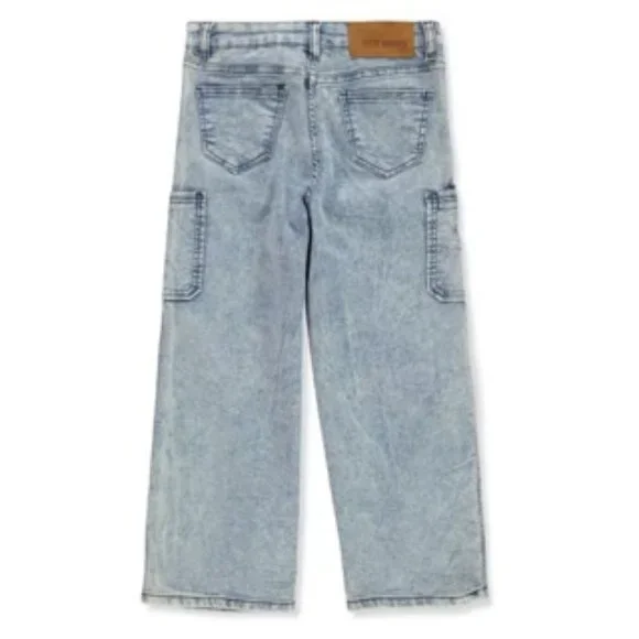 Steve Madden Kids Wide Leg Cargo Acid Wash Jeans Big Girl's Size 10 - Picture 2 of 3